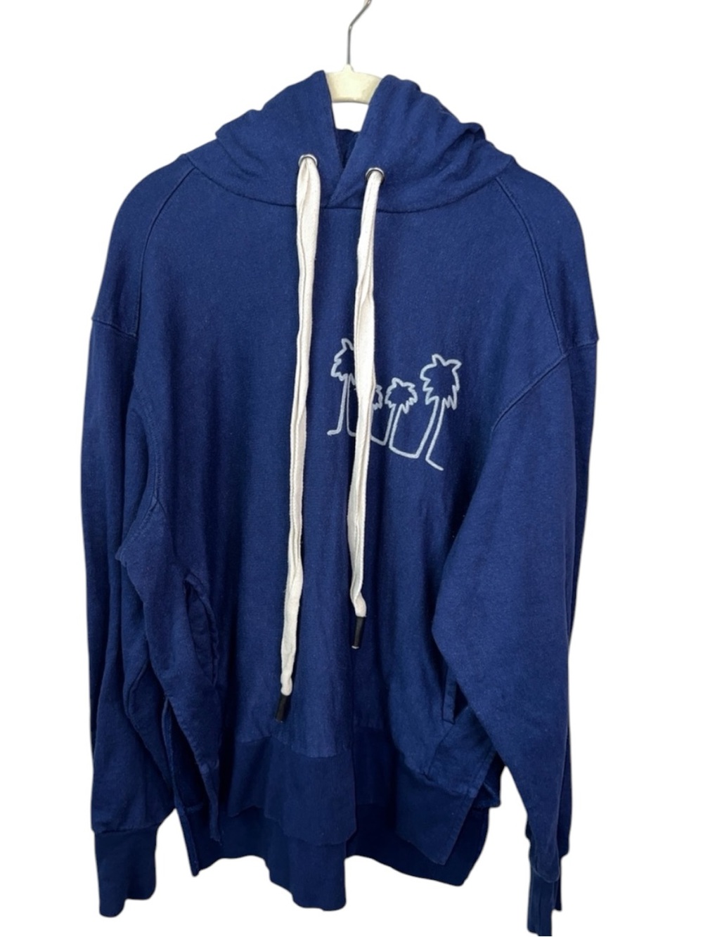 Free People x Sandrine Rose Palm Tree Print Hoodie Sweatshirt Size XS In Blue